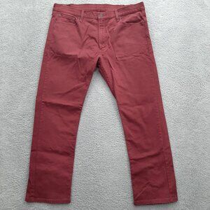 Levis Mens 513 Slim Straight Burgundy Jeans W38 L30 Cotton